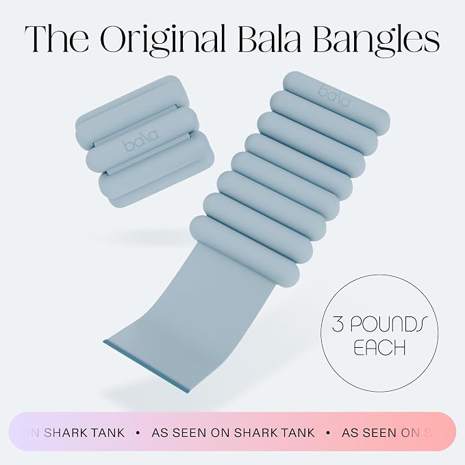 Bala Bangles Wrist & Ankle Weights for Women & Men, Home Gym Equipment | Adjustable Weighted Bands for Arm & Legs Workouts - Pilates, Yoga, Walking, Barre, & Strength Training Exercise
