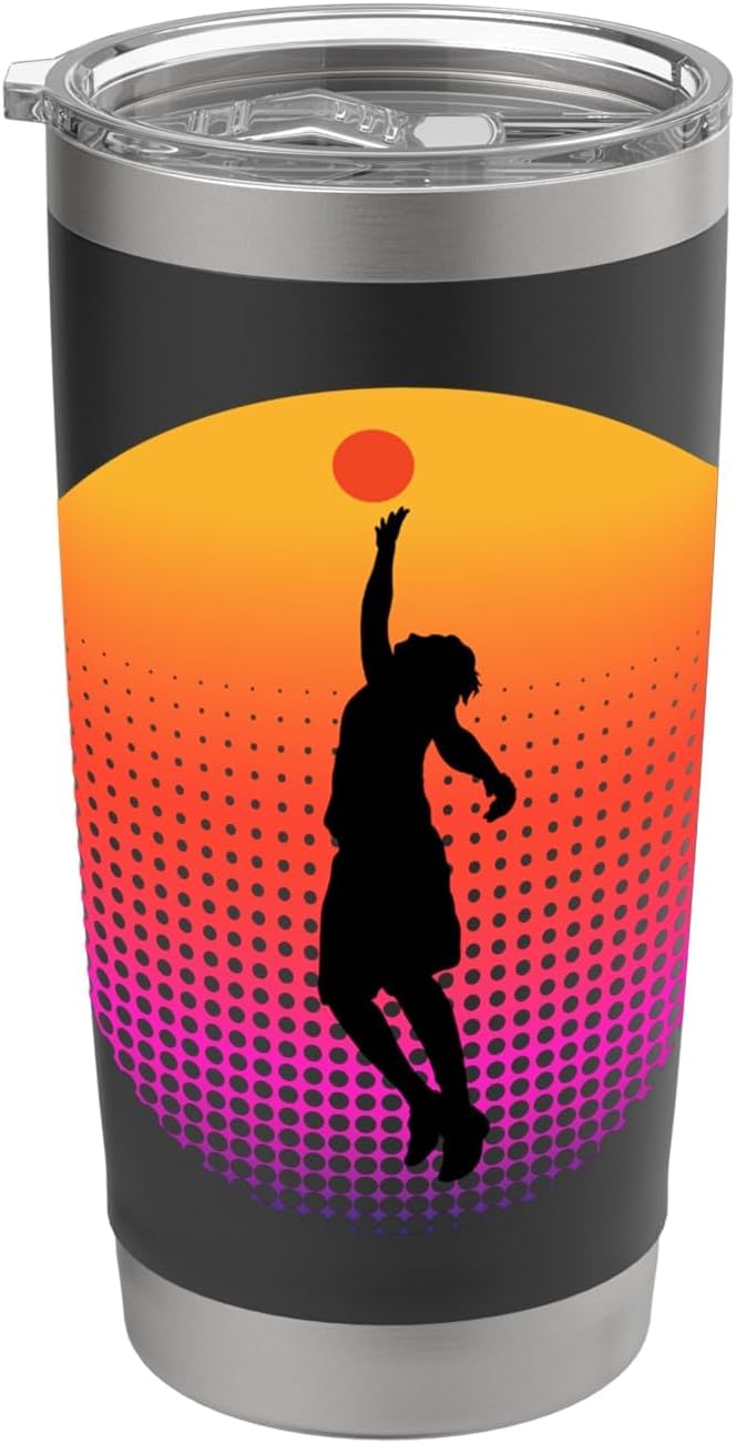 Basketball Game Hoop Slam Dunk Ball Retro Sunset Player Gift Stainless Steel Insulated Tumbler