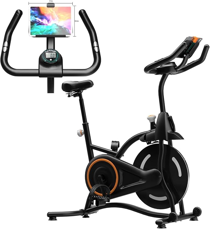 HOELLL Exercise Bike Stationary Bikes for Home Compact Indoor Cycling Bike | with Tablet Mount, with Exclusive Heart Rate Sensor and APP Sync, with Continuously Variable Resistance, Black&White&Red
