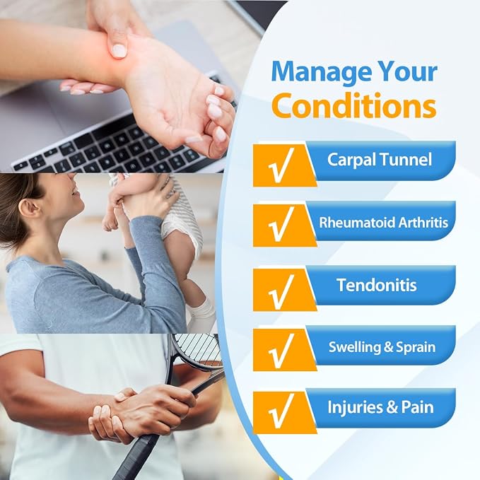 Wrist Ice Pack for Carpal Tunnel, Reusable Hot Cold Therapy Hand Ice Pack Wrap Wrist Ice Brace for Hand Surgery, Rheumatoid, Tendinitis, Swelling, Injuries, Pain Relief