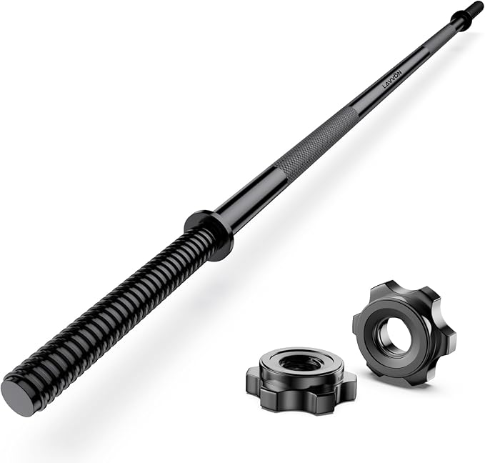 55" Weight Lifting Bar, 1"Standard Straight Barbell Bars for Weight lifting | Olympic Barbell Bar for Bench Press/Hip Thrusts/Squats/Lunges for Gym and Home, 2 Star Star-nuts (480lb Weight Capacity)