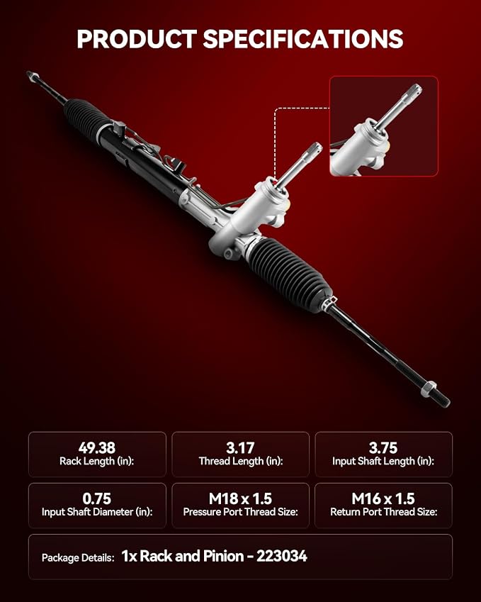 Torchbeam Power Steering Rack & Pinion Assembly Fit for 2009/2011-2018 Journey AWD, 2019 Journey 3.6L AWD, 2009-2018 Journey FWD, Hydraulic System Steering, Replaces OEM 22-3034