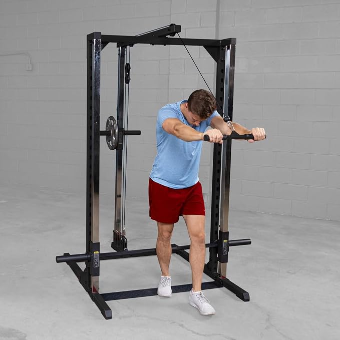 Body-Solid (BFLA250) Power Rack LAT Attachment - Transform Your Power Cage (BFSM250) into a Home Gym with High and Low Pulley System for LAT Pulldowns, Rows, Biceps Curls, Shrugs