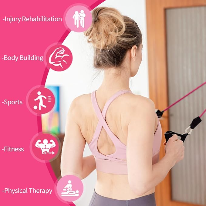 VEICK 10-150LBS Resistance Bands with Handles, Ankle Straps, Door Anchor | Accredited Lab Certified, 100% Natural Latex, Versatile for Yoga, Pilates, Strength, Home Gym