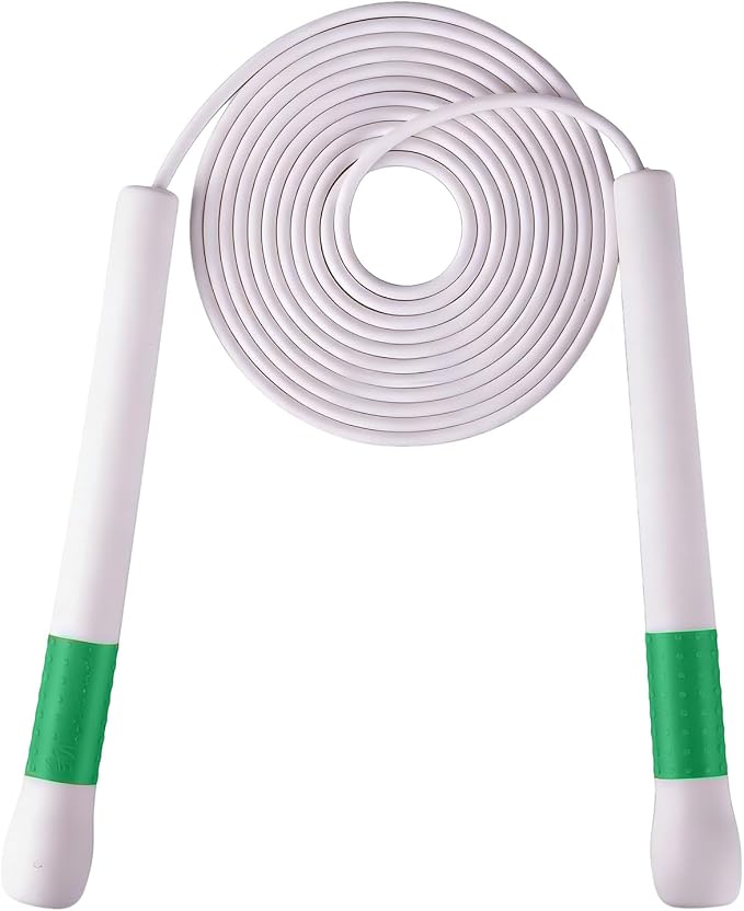 YUEDONG Ergonomic Jump Rope with Non-Slip Handle for Adults | Quick-adjust length, 7.7 in non-slip handle, PVC coated rope carry bag for HIIT speed double unders and endurance training