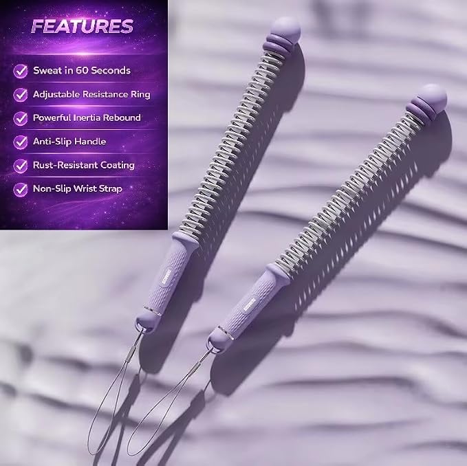 Cordless Battle Ropes with Adjustable Weight - Weighted Ropeless Battle Rope for Home Gym, Heavy Duty Portable Exercise Ropes for HIIT & Cardio Training, Purple