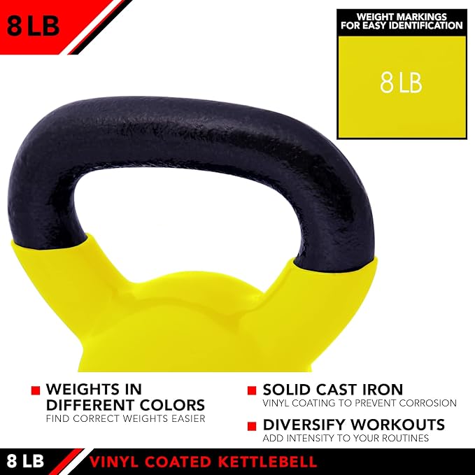 JFIT Kettlebell Weights Vinyl Coated Iron