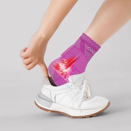 LISEPWU Copper Ankle Brace with Adjustable Compression Bandage, Ankle Support Compression Sleeve for Men & Women, for Foot Pain, Sprained Recovery, Achilles Tendonitis, Sports Protection(Magenta S)