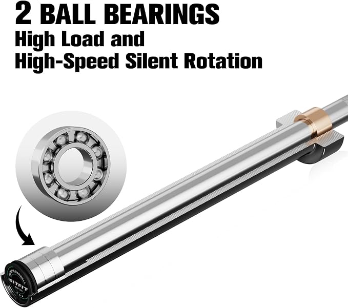 RitFit Elite 7ft Olympic Barbell, Robust 45lb Barbell for Weightlifting and Powerlifting, Superior Olympic Bar with Exceptional 500lbs Load Capacity, Weight Bar for 2” Standard Plates
