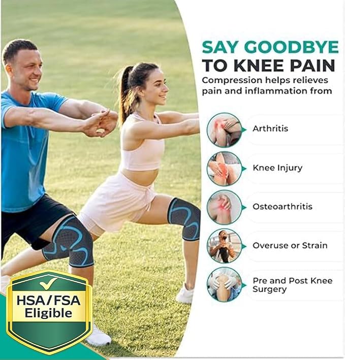 Modvel Compression Knee Brace for Women & Men - 2 Pack Knee Brace for Women Running Knee Pain, Knee Support Compression Sleeve, Workout Sports Knee Braces for Meniscus Tear ACL & Arthritis Pain Relief