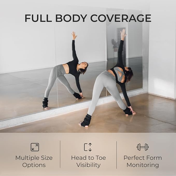 Fab Glass and Mirror Large Gym Mirror for Home Gym 36x72 - Full Length Ultra-Clear Annealed Glass Wall Mount - DIY Workout Display with Safety Backing - 1/4 Inch Low-Iron