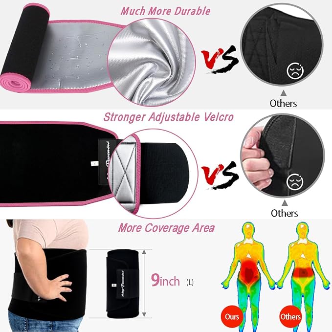 KingPavonini Waist Trimmer for Women & Mens Waist Trainer Sweat Belt Plus Size, Upgraded