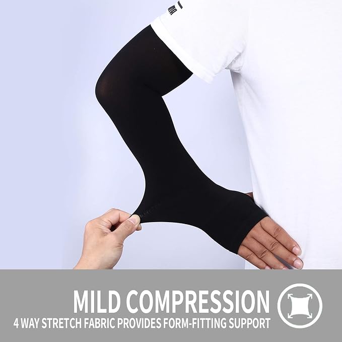 KUHNMARVIN 2 Pairs Arm Sleeves Compression UV Protection Cooling Sun Sleeves Tattoo Cover Up Basketball Arm Sleeves Football