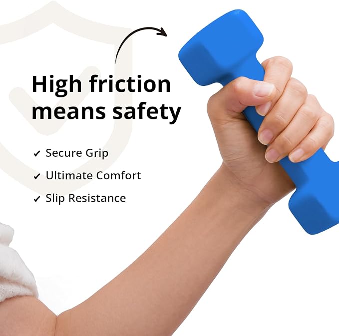 Portzon 8 Colors Options Compatible with Set of 2 Rubber Dumbbell Weight, 5-50 LB, Anti-Slip, Anti-roll, Hex Shape