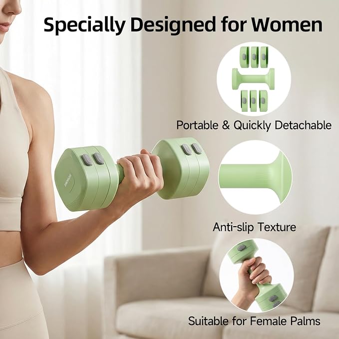 Lightweight Adjustable Dumbbell Kettlebell Set - 4 in 1 Free Weight Set with Kettlebell Grip Converter, Each 2.2 3.3 4.4 5.5lb Quick Change Weight Women Dumbbell Set for Small Spaces Home Gym