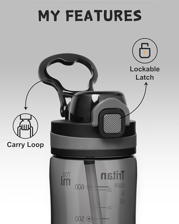 Opard Peak Water Bottle with Straw Cap, BPA-Free, Leak Proof Flip Top Bottle