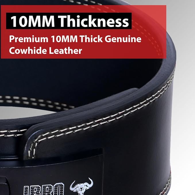 IBRO Powerlifting Lever Gym Belt – Power 8MM, 10MM or 13MM Extreme Heavy Duty Genuine Leather Belts - Squats Deadlifts Bodybuilding Weight Lifting IPF Power Lifting Strongman for Men