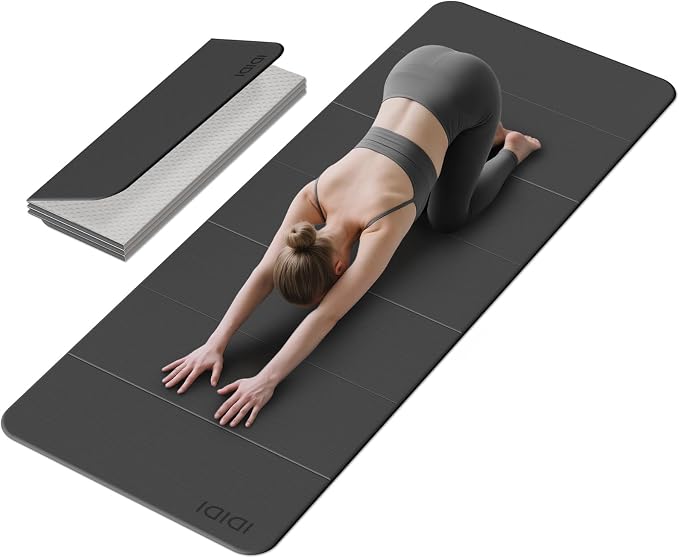 Foldable Yoga Mat Extra Large 74"×31.5" | Double-Sided Non-Slip,Extra Wide Foldable Design,8mm Extra Thick,Exercise Mat for Home, Studio and Travel Use