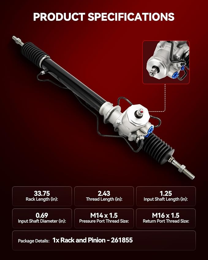Torchbeam Power Steering Rack & Pinion Assembly Fit for 1984-1989 300ZX, Hydraulic System Steering, Replaces OEM 26-1855