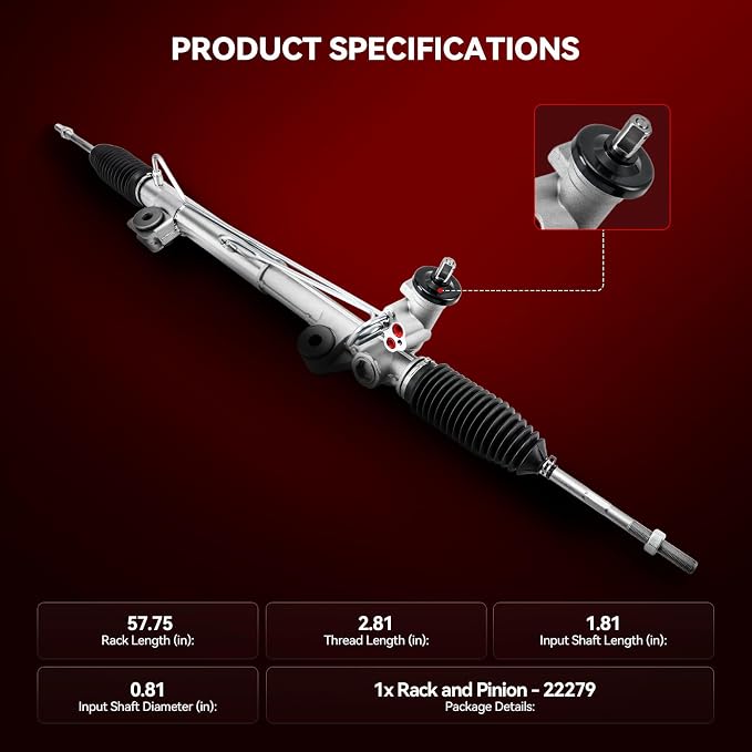Torchbeam Power Steering Rack & Pinion Assembly Fit for 2004-2008 F-150 4WD, 2006-2008 Mark LT 4WD, Hydraulic System Steering, Replaces OEM 22-279