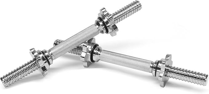 Yes4All Threaded Dumbbell Handles, Adjustable Dumbbell Bar Pair, 14/16/18/24-Inch Sizes, Fits 1" or 1.15" Plates, Non-Slip Grip, Secure Star-Lock Collars