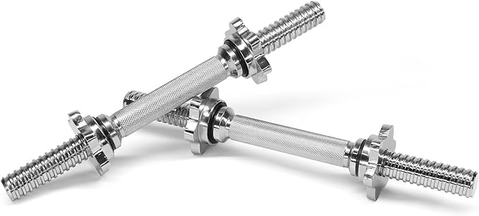 Yes4All Threaded Dumbbell Handles, Adjustable Dumbbell Bar Pair, 14/16/18/24-Inch Sizes, Fits 1" or 1.15" Plates, Non-Slip Grip, Secure Star-Lock Collars