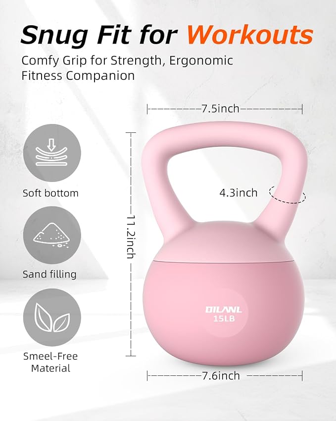 Soft Kettlebell, Safe Strength Training Kettle bell, Cushioned Impact | Resistant Base and Anti-Slip Grip Weight, Kettlebells Set for Home Workouts and Men/Women/Beginners,With Non-slip Gloves