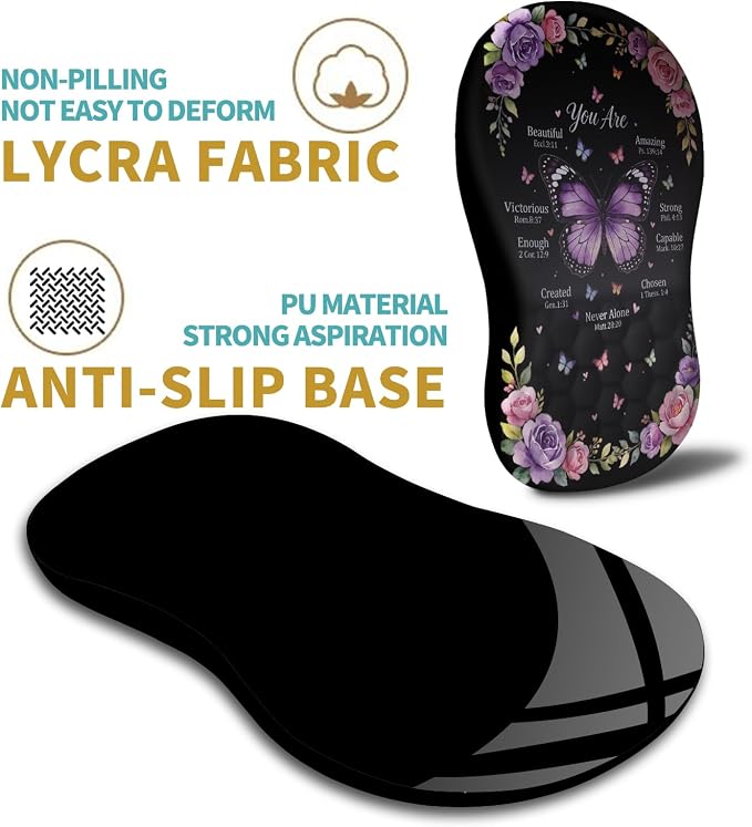 Hokafenle Ergonomic Mouse Pad Wrist Support with Massage Design, Wrist Rest Pain Relief Mousepad with Memory Foam&Non-Slip PU Base, Mouse Pads for Wireless Mouse & Desk (12x8 inch,You are)