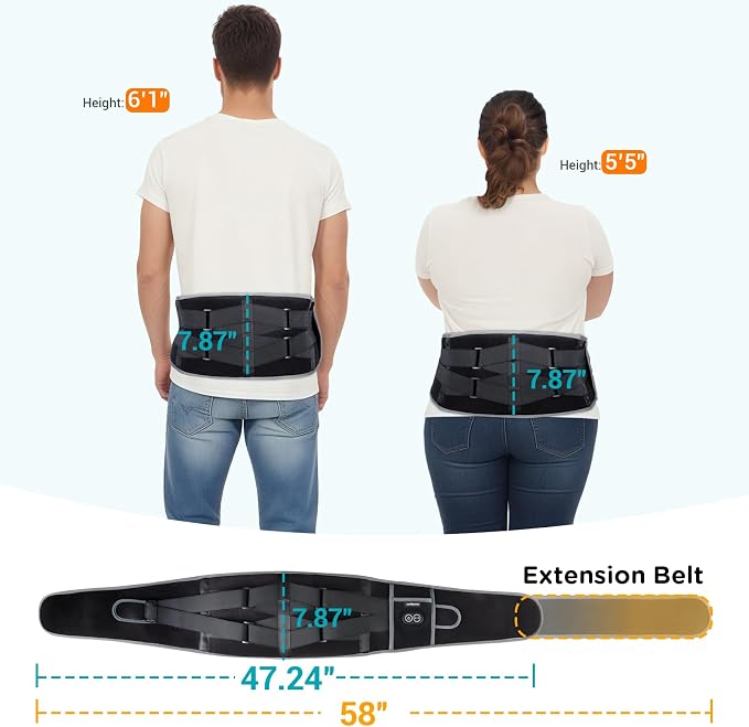 Comfytemp Cordless Heating Pad with Massager for Back, Gifts for Women Men | FSA Eligible HSA, Portable Lower Back Massager, Rechargeable Wireless Electric, Birthday Mom Dad Seniors 3 Heat 30mins 58"Up