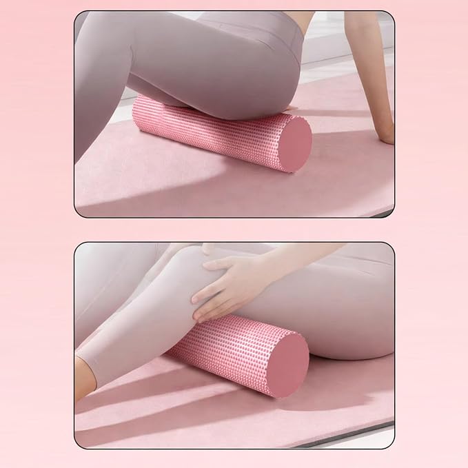 12 Inch EVA Foam Roller for Back, Yoga & Balance Exercises – High-Density Massage Roller for Pain Relief, Fitness Recovery Balance Exercises, High-Density (Pink 2)