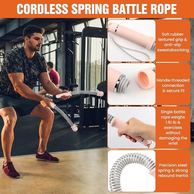 Ropeless Ropes for Home Gym, Heavy Duty Workout Rope, Portable Arm Exerciser Rope for HIIT Workouts,Cardio & Muscle Training,Home Gym Equipment for Men & Women