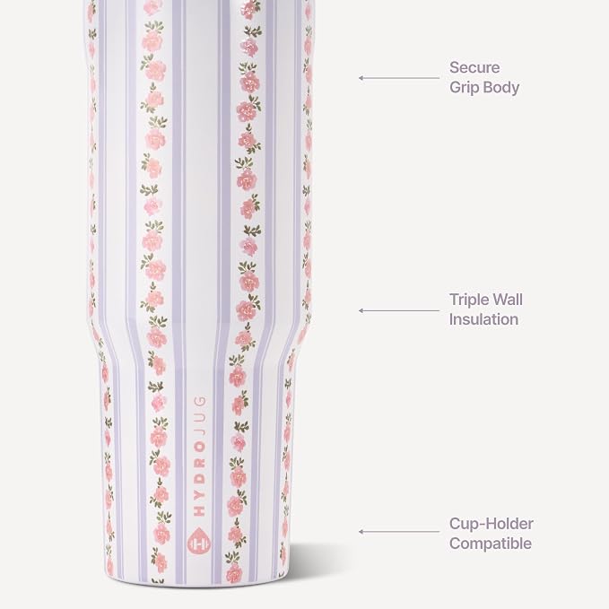 HydroJug Sport 32 oz Insulated Stainless Steel Water Bottle, Primrose