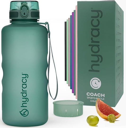 Hydracy Motivational Water Bottle with Time Marker & Fruit Infuser 64 oz | BPA-Free Tritan, Leakproof Flip-Top Lid,No-Sweat Sleeve,Carry Strap,Daily Intake Tracking for Gym,Sports,Outdoors