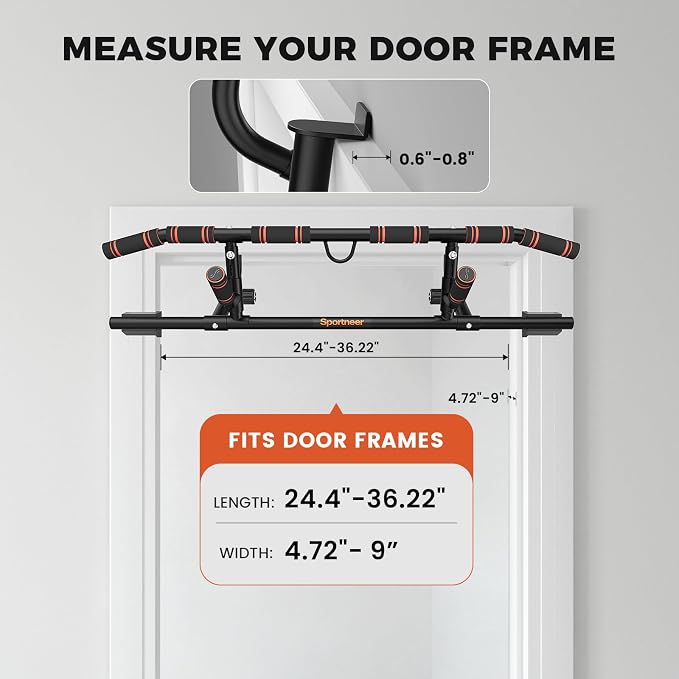 Sportneer Pull up Bar for Doorway, Rotating Handles, Multi-Grip | Door Pull Up Bar, Upper Body Trainer, 440 lb, Home Gym Strength Training