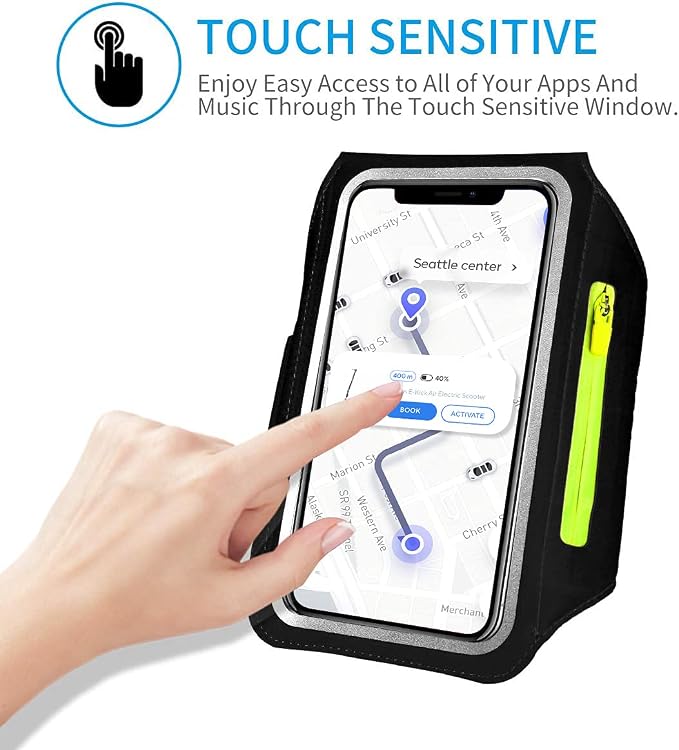 Running Armband with Earphone Bag Cell Phone Armband for iPhone 16 15 Pro 14 Plus 13 11 XR XS, Galaxy S24/S10 Water Resistant Sports Phone Holder Case & Zipper Slot Car Key Holder for 6.9 inch Phone | Cell Phone Armband for iPhone, Water Resistant & Br...