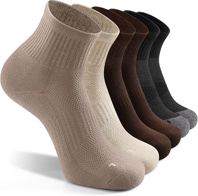 FITRELL 6 Pack Men's Athletic Ankle Socks Cushioned Sports Running Socks 7-9/9-12/12-15
