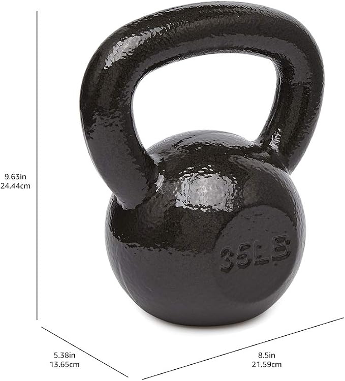 Amazon Basics Cast Iron Kettlebell for Strength Training, Textured Wide Handle, Black
