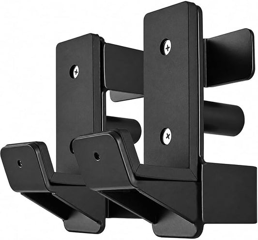 J Hooks for 2" x 2" Power Rack, Rubber Pad J-Hook for Power Cage, Bottom Reinforced Steel J Cups for Squat Rack, Heavy Duty Barbell Holder, Black
