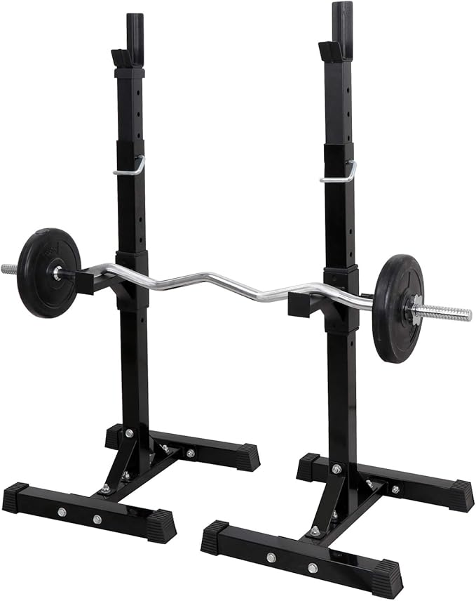 Pair of Adjustable Squat Rack 40inch-66inch Barbell Bracket Solid Steel Free Press Bench, Home Gym Portable Dumbbell Racks Stands, Family Sports Fitness Equipment,Black