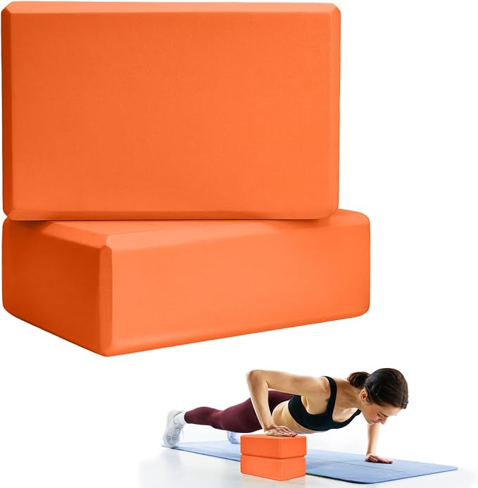 Septo 2 Pcs Yoga Blocks, 9x6x3 Inch Foam Blocks for Pilates | High density EVA foam Yoga Props lightweight non-slip surface for meditation stretching balance training