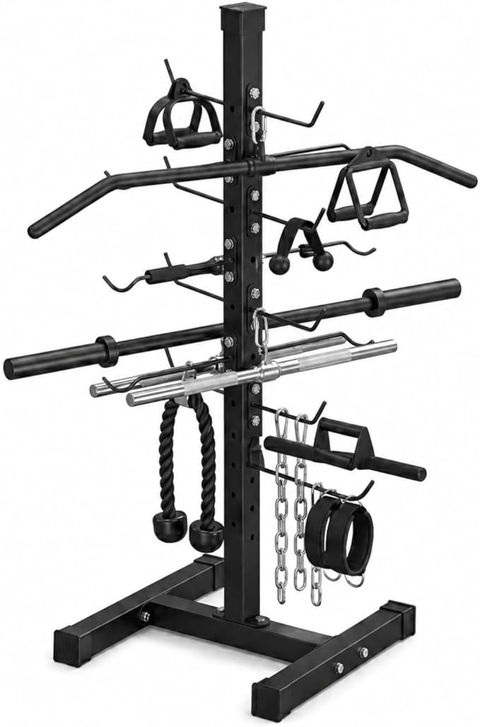 Frienda Steel Lat Bar Organizer, Home Gym Accessories, Lat Pulldown Attachments Cable Attachment Storage Rack Cable Attachments for Gym Rack Storage Heavy Duty Steel Organizer Home Use