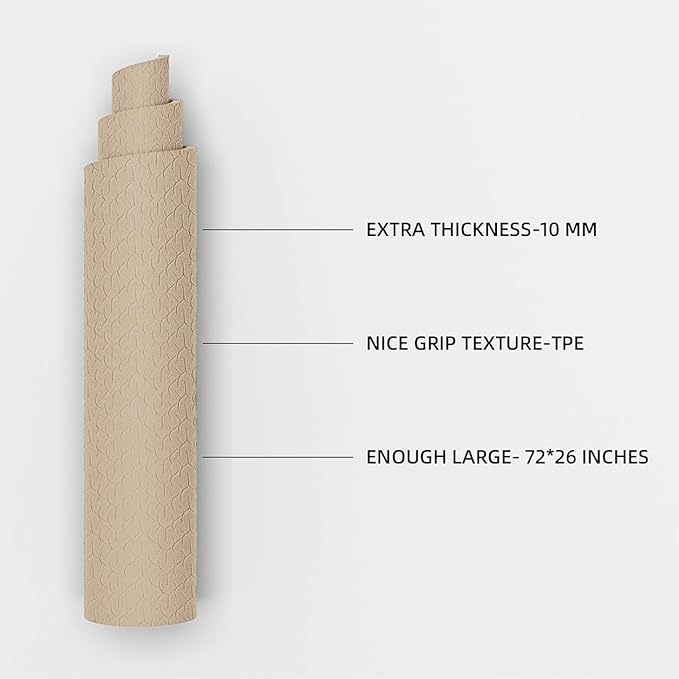 TPE Yoga Mat 72"x26"x0.4" Thick Non Slip Exercise Fitness Mat | Thick Cushioning Yoga Mat | Non Slip Exercise Mat | Pilates & Workout Mat | Home Gym Fitness Equipment