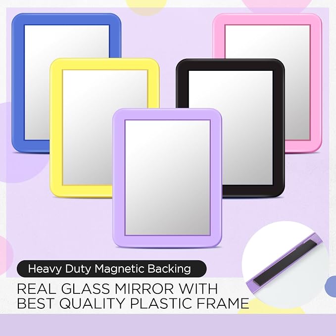 Leinuosen 50 Pcs Magnetic Locker Mirror 5" x 7" Small Mirror for Locker Accessories Real Glass Mirror for Gym Locker Decorations Office Cabinet Bathroom Household Refrigerator Workshop Toolbox