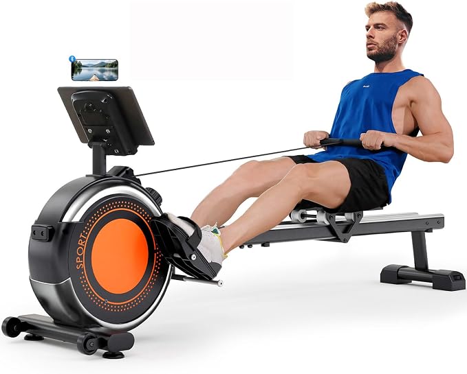 Dripex Rowing Machines for Home, Upgraded Rowing Machine Magnetic Rower, Max 360 LBS, 16 Levels of Workout Resistance, Dual Slide Rail, App Compatible, LCD Monitor, Row Machine for Gym Exercise