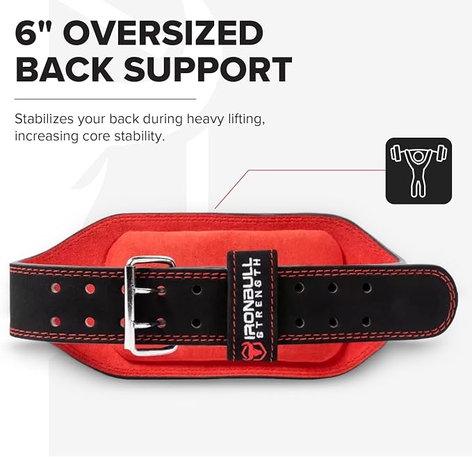 Weight Lifting Belt - 6-inch Padded Leather Weight Belt - Heavy Duty And Comfortable Back Support For Heavy Weightlifting and Fitness