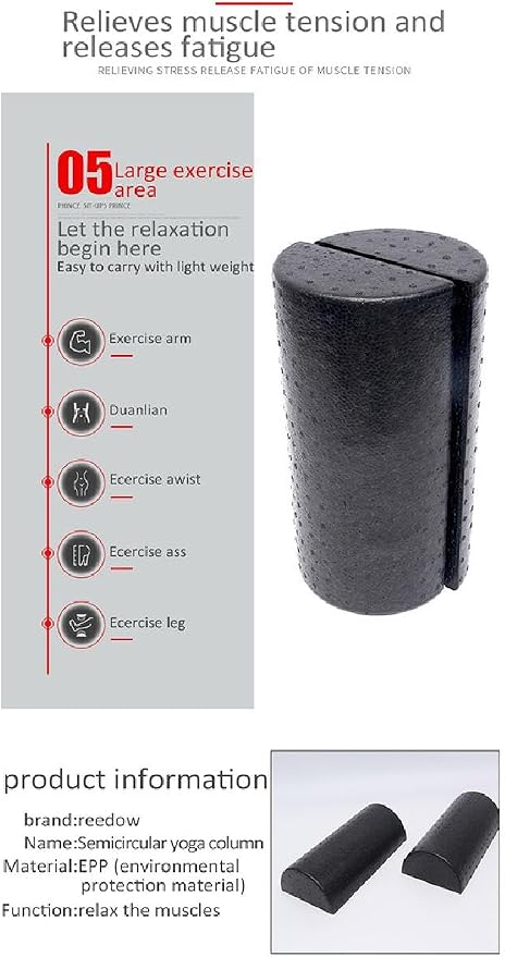 High Density Half-Round Foam Roller, 12-Inch Firm EPP Exercise Roller for Physical Therapy, Balance Training, Pilates & Yoga, Flat-Bottom Body Massager for Muscle Recovery & Myofascial Release