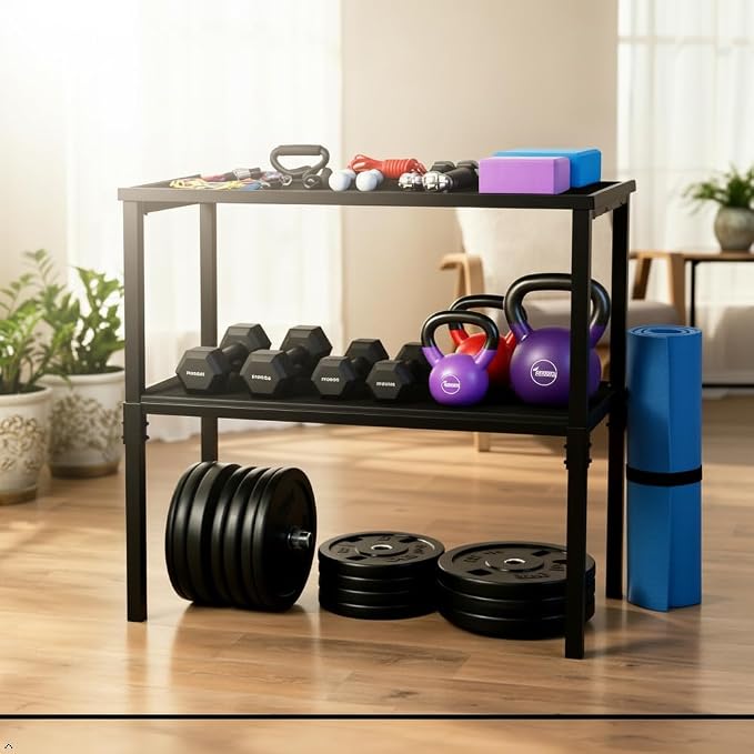 Commercial Heavy Duty Dumbbell/Kettlebell Rack Stand 800LBS | Heavy Duty One-Piece Welded Weight Rack, Anti-Tip Base, Quick 10-Min Assembly, Stores Dumbbells Kettlebells & Fitness Gear