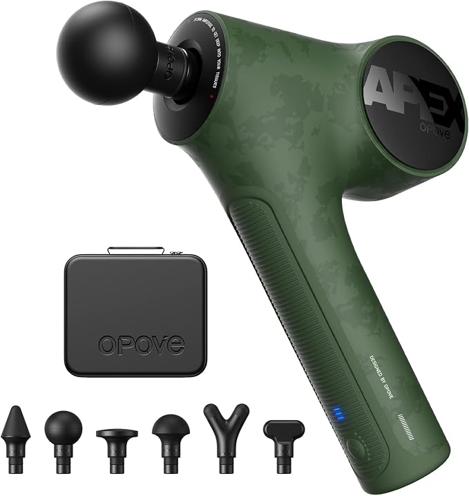 Opove Massage Gun Fascia Percussive Muscle Massager 14.5mm for Back Pain Relief Workout Recovery in Gym Home Office Daily Massage, Ergonomic for Effortless to Use, Apex Green