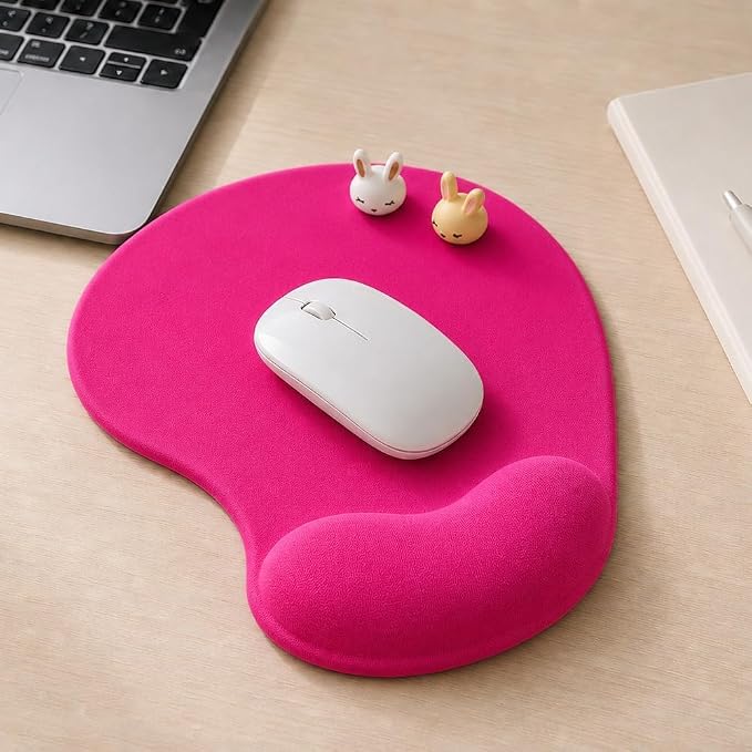 Office Mousepad with Gel Wrist Support - Ergonomic Gaming Desktop Mouse Pad Wrist Rest - Design Gamepad Mat Rubber Base for Laptop Computer -Silicone Non-Slip Special-Textured Surface (06RoseRed)