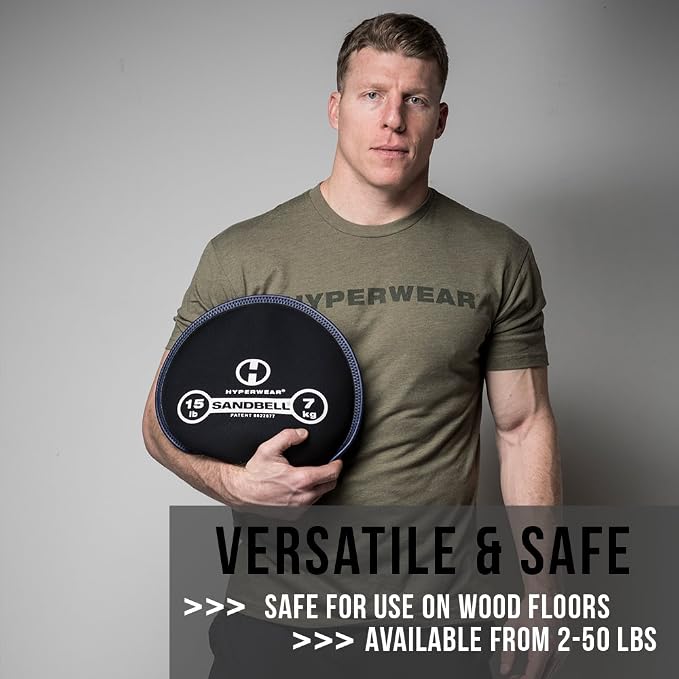 HYPERWEAR SandBell® Soft Sandbag Weight (2–50 lbs) – Pre-Filled with Clean USA Sand, Safe Soft Weight for Strength Training, HIIT, Functional Fitness, Rucking & Home Workouts